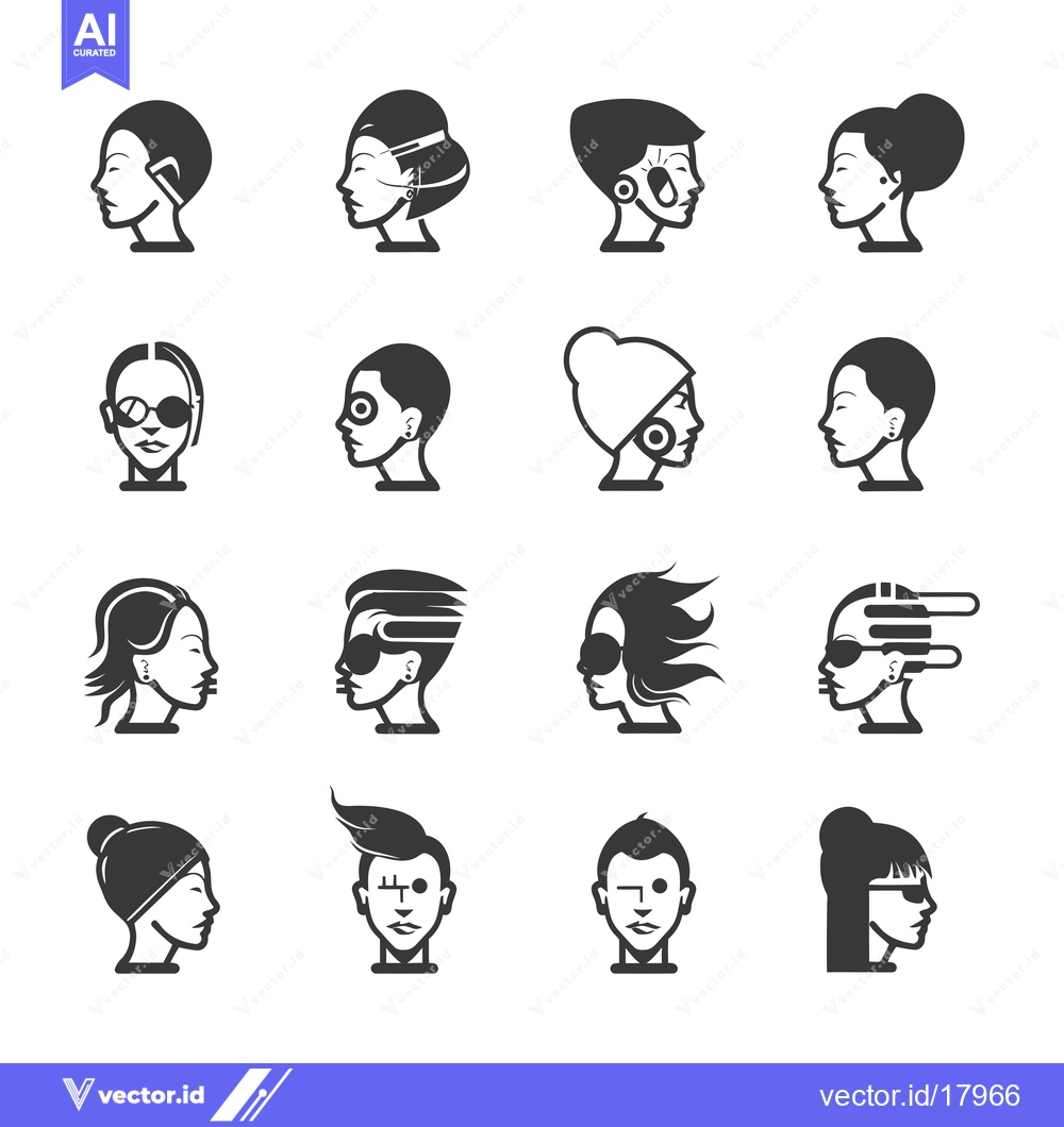 Premium Vector of A Set of 12 Diverse  Profile Portraits