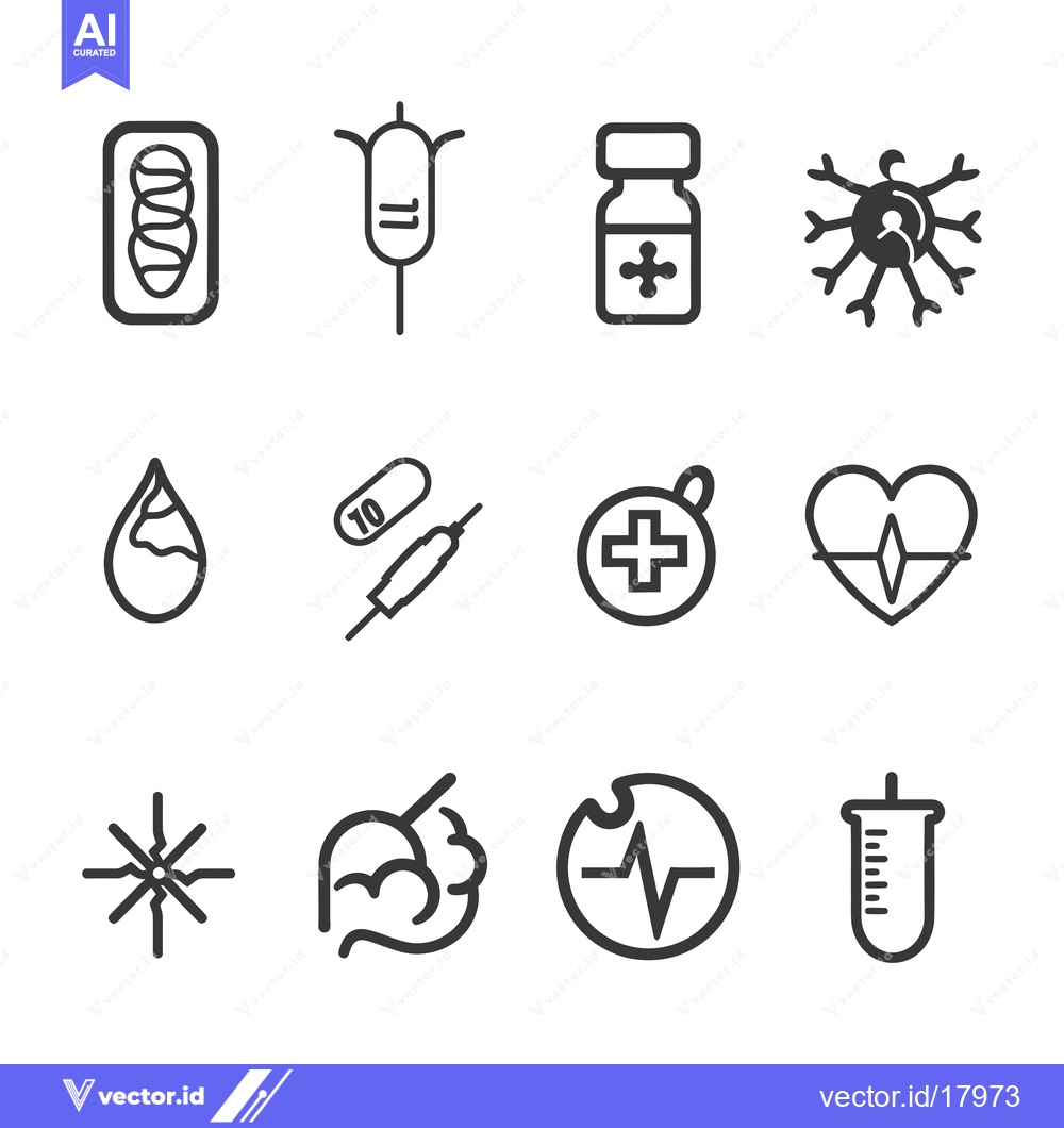 Premium Vector of A Set of 12 Healthcare and Medical Line Icons