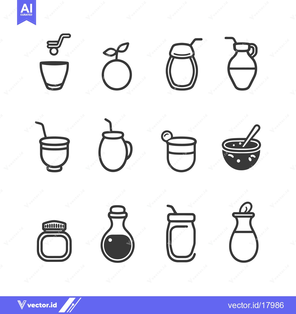 Premium Vector of A Set of 12 Line Icons Representing Yerba Mate Beverages and Accessori