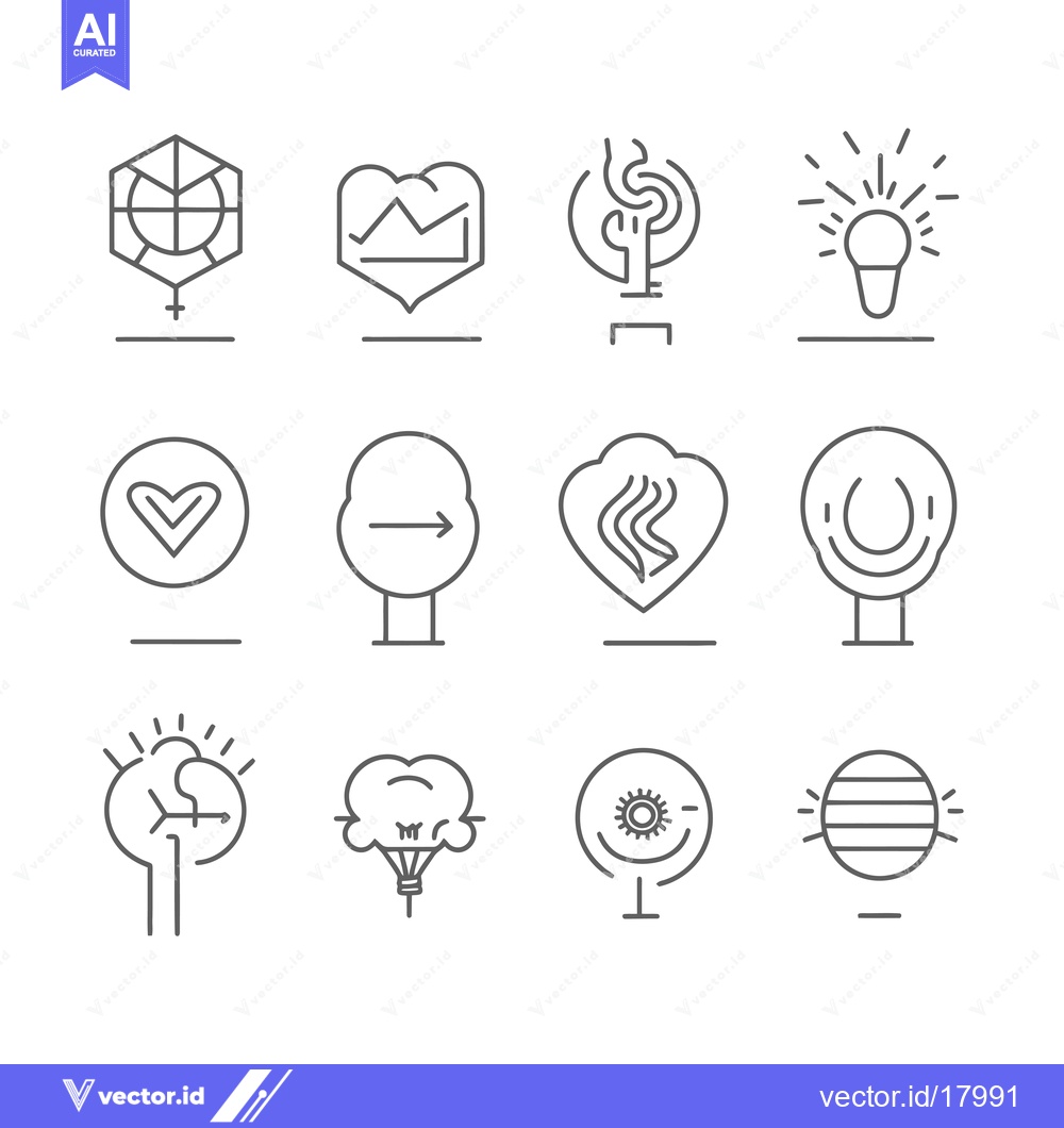 Premium Vector dari A Set of 12 Simple Line Art Icons Featuring Hearts, Arrows, and Light