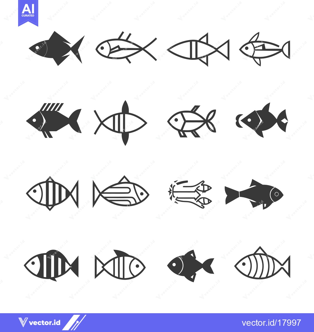 Premium Vector dari A Set of 12 Unique Fish Icon Designs