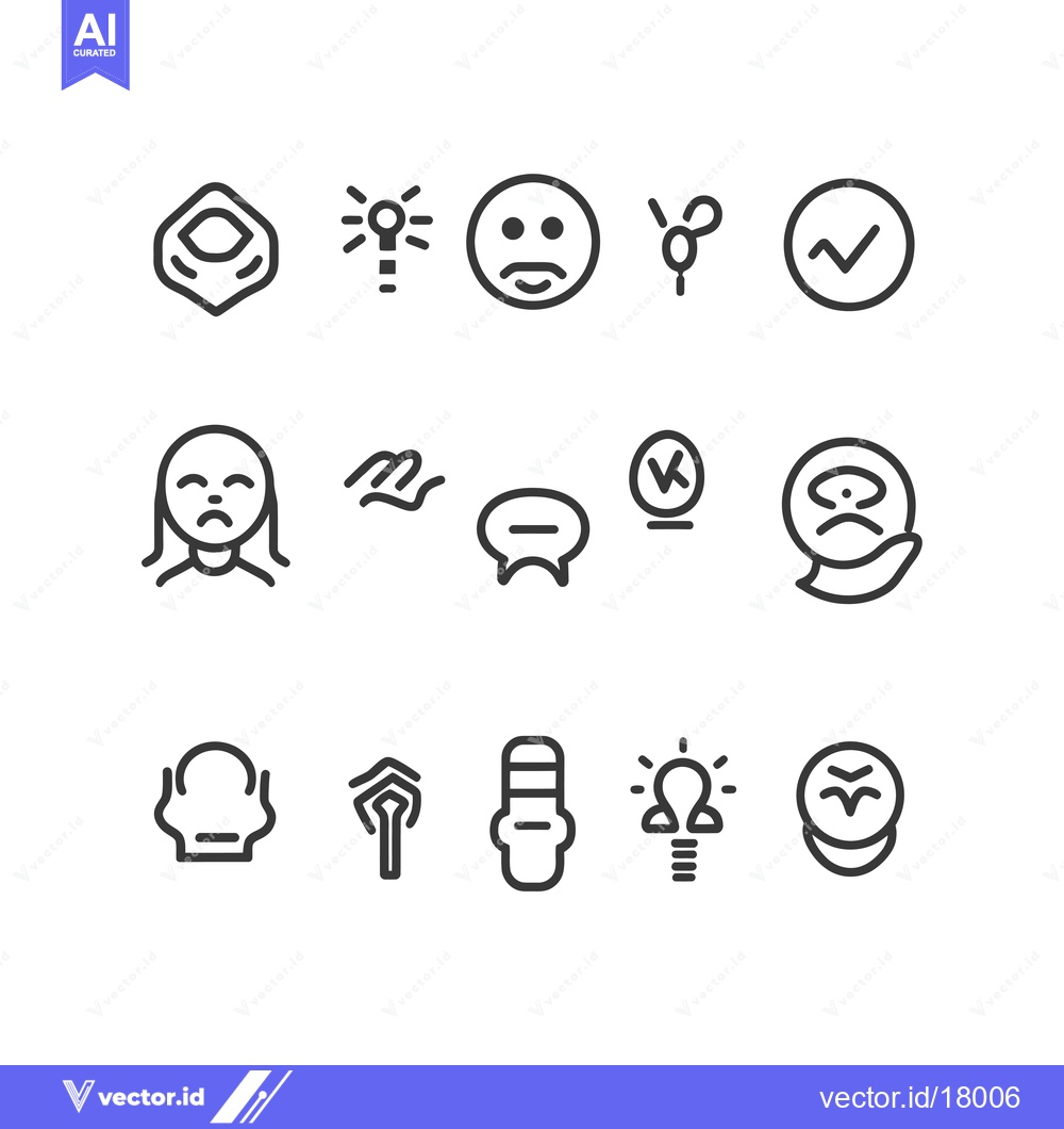 Premium Vector dari A set of 15 line icons depicting various feelings and emotions
