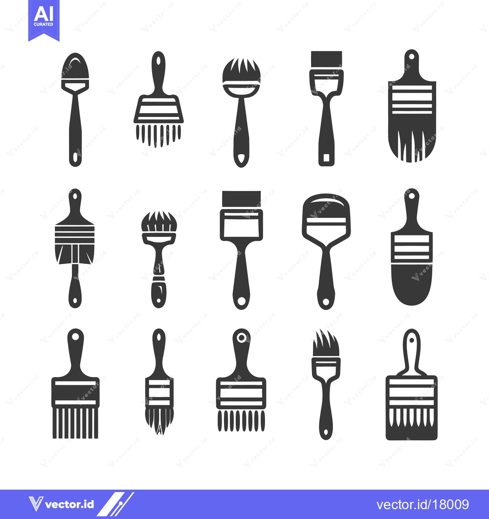 Premium Vector dari A Set of 15 Paintbrush Icons for Painting and Decorating