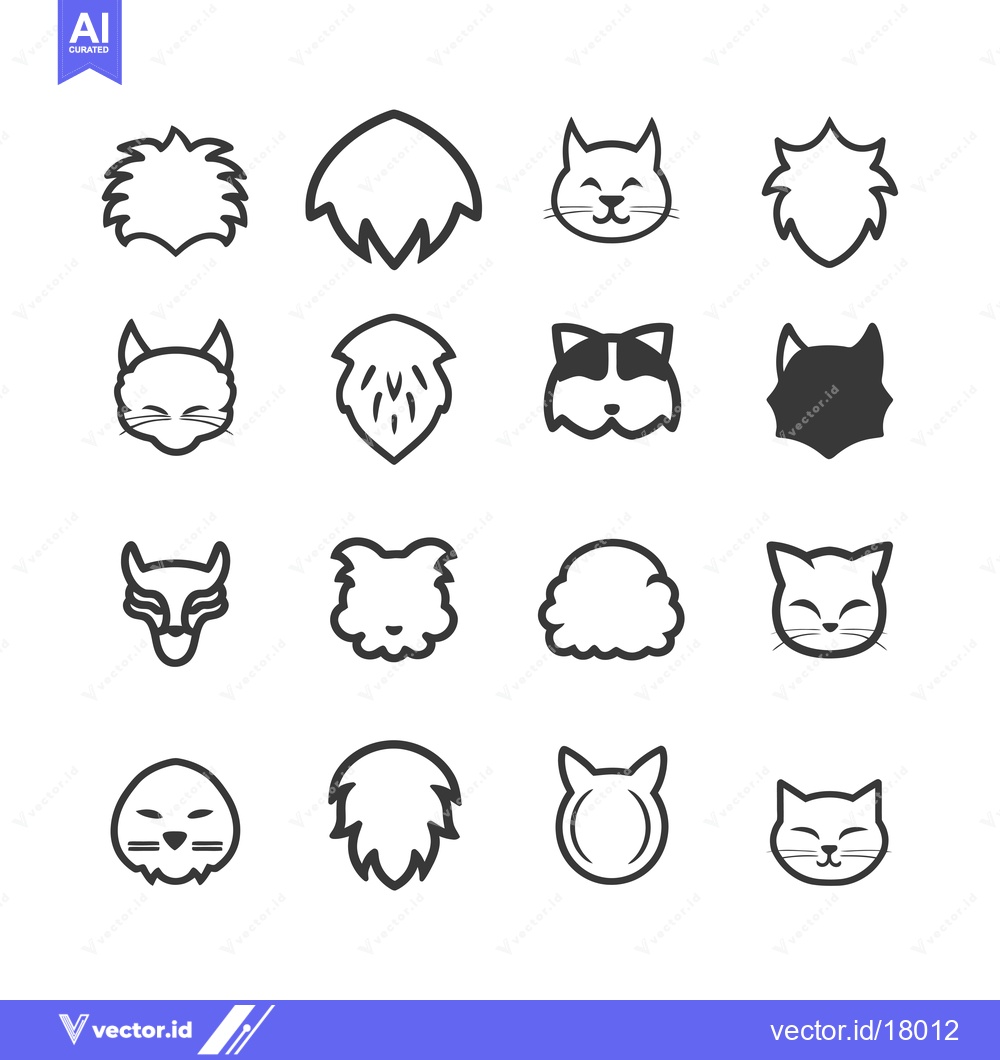Premium Vector of A Set of 16 Animal Icons in Black and White