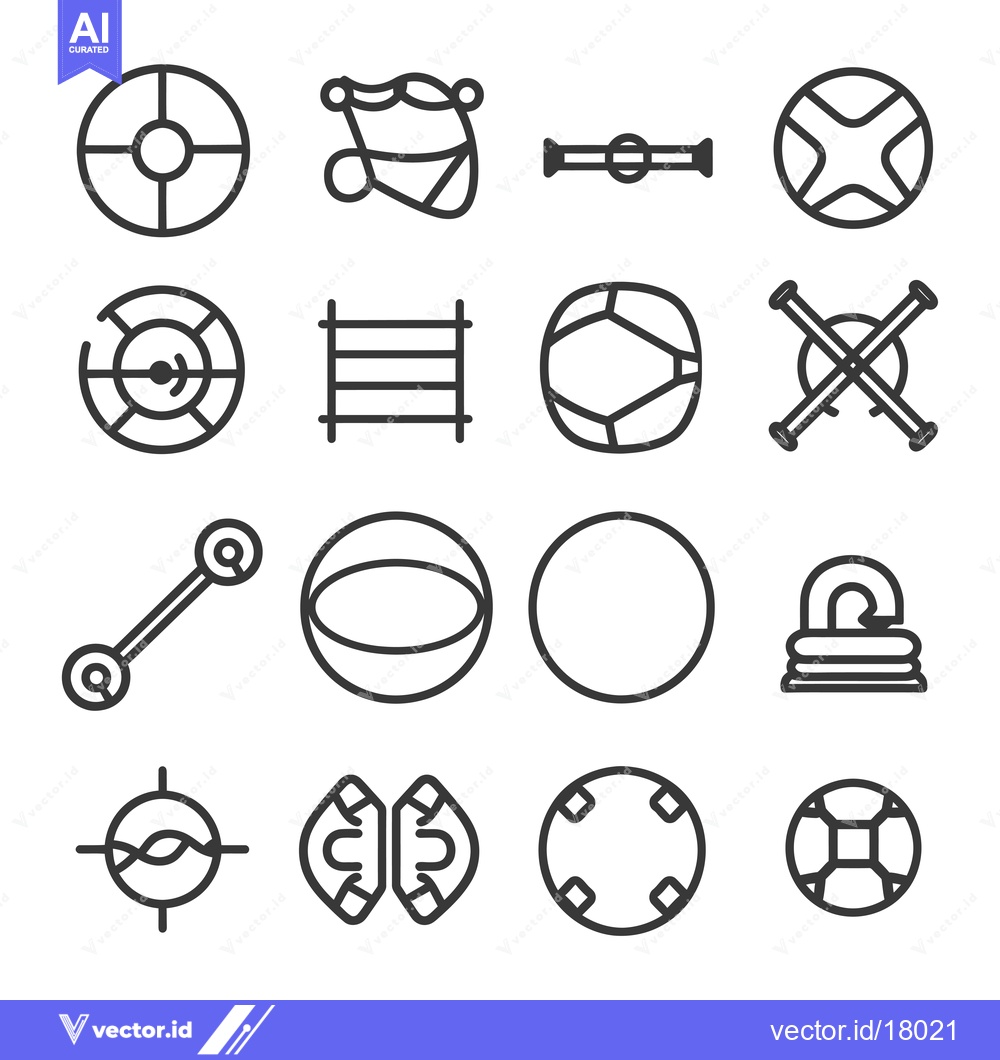 Premium Vector of A Set of 16 Black and White Geometric Circular Icons