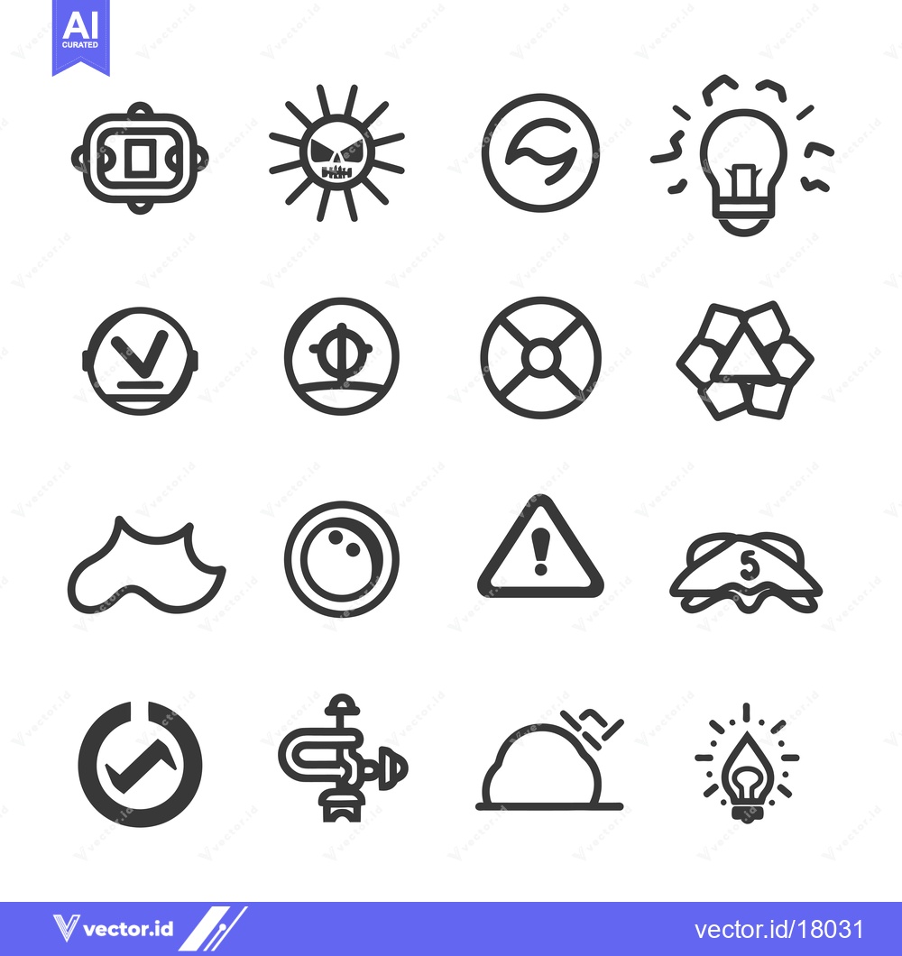 Premium Vector dari A Set of 16 Black and White Line Icons