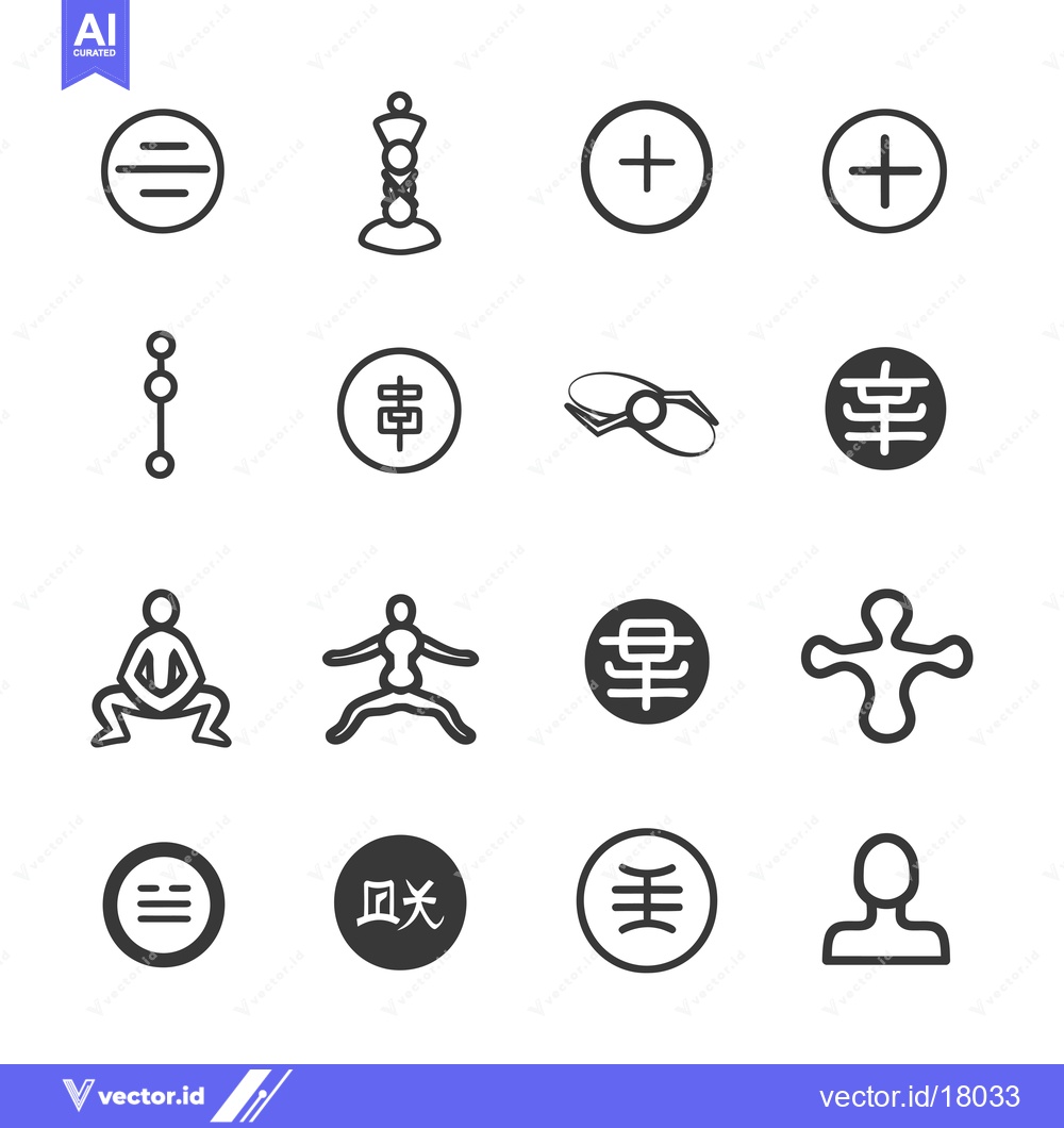 Premium Vector dari A set of 16 black and white line icons representing various elements o