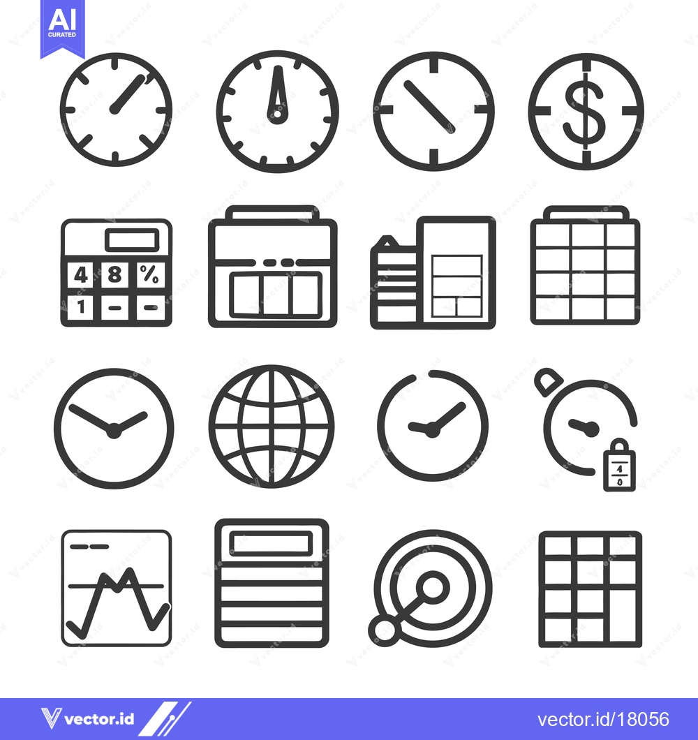 Premium Vector of A Set of 16 Business and Finance Line Icons