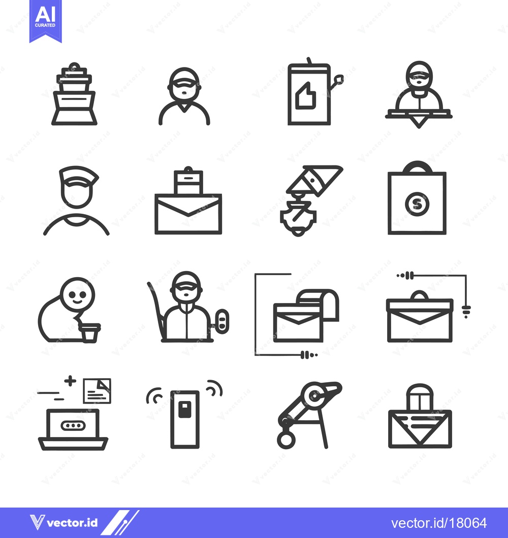 Premium Vector dari A Set of 16 Delivery and Logistics Icons