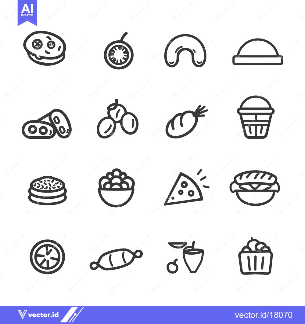 Premium Vector of A Set of 16 Food and Drink Line Icons