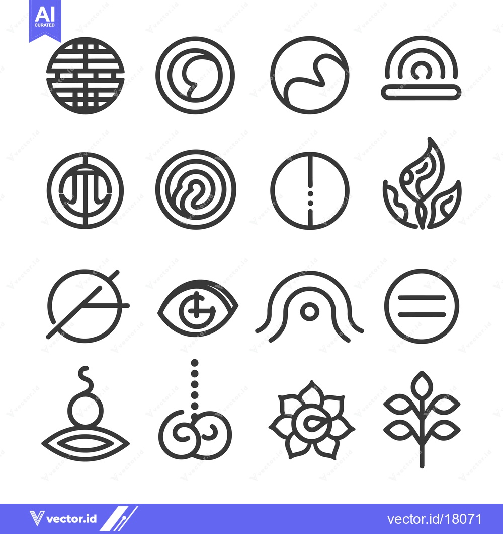 Premium Vector dari A Set of 16 Geometric and Abstract Line Art Icons