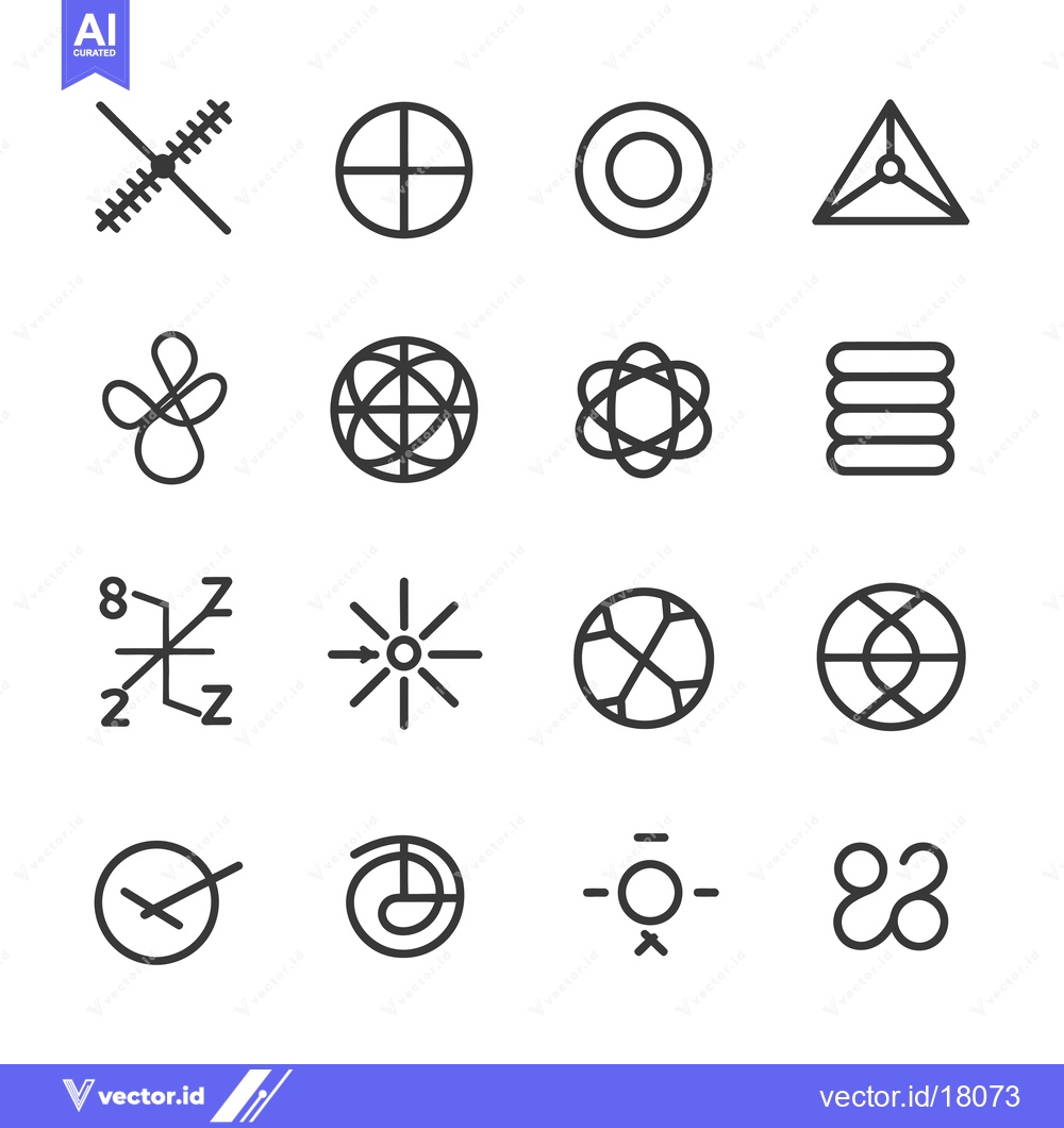 Premium Vector dari A Set of 16 Geometric Shapes in Outline Form