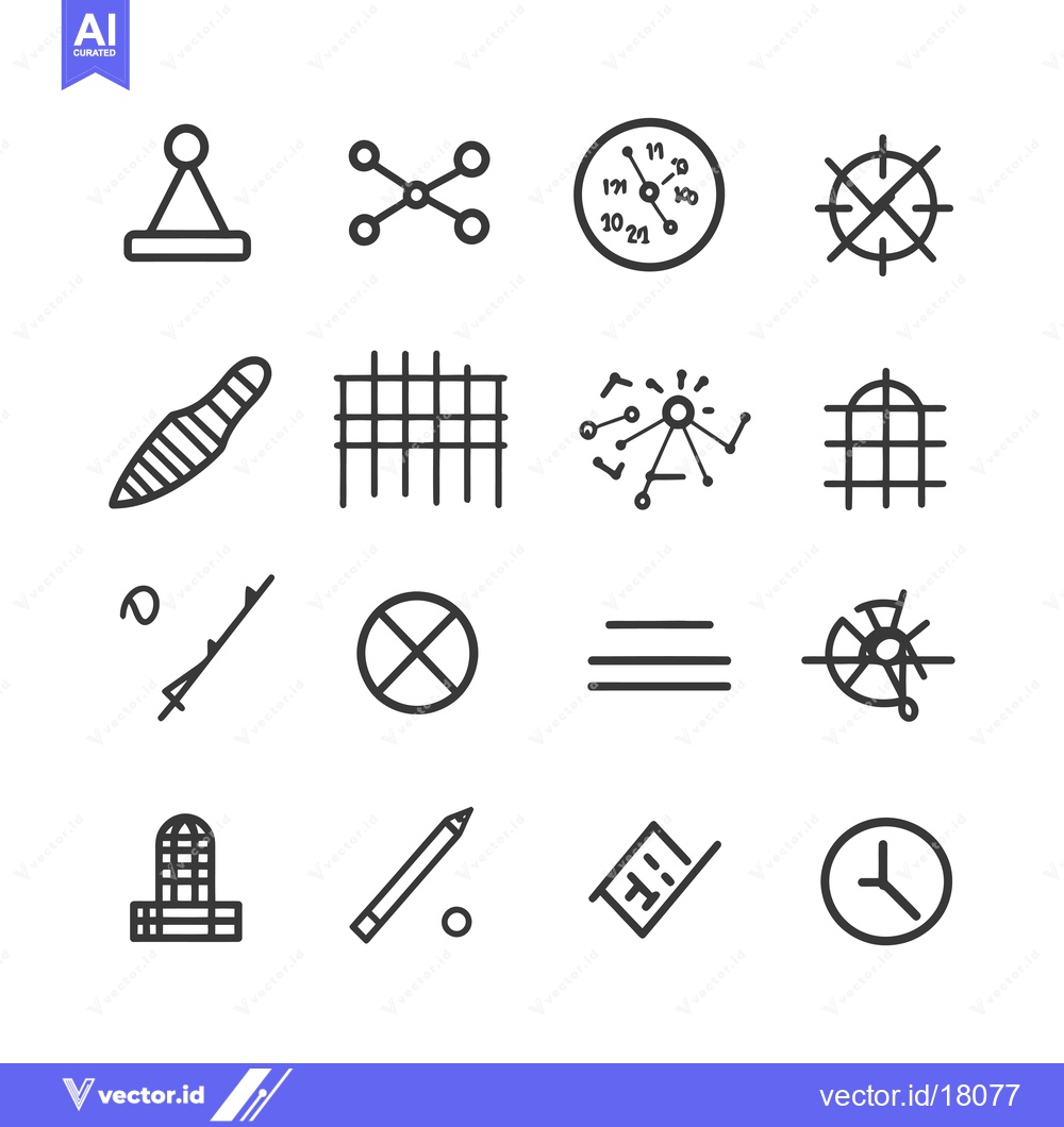 Premium Vector dari A Set of 16 Hand-Drawn Outline Icons Depicting Various Concepts