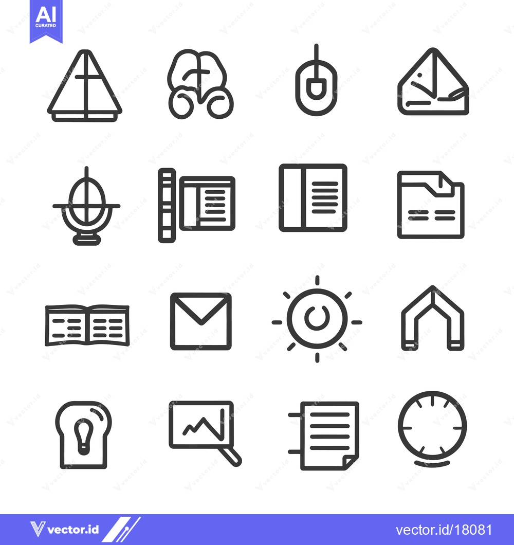 Premium Vector dari A Set of 16 Linear Icons on a White Background