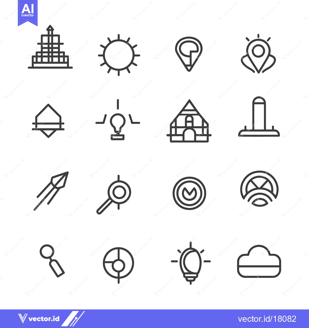 Premium Vector dari A Set of 16 Linear Icons Related to Business, Navigation, and Ideas