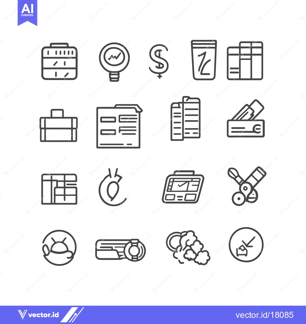Premium Vector of A Set of 16 Line Art Icons for Business and Finance