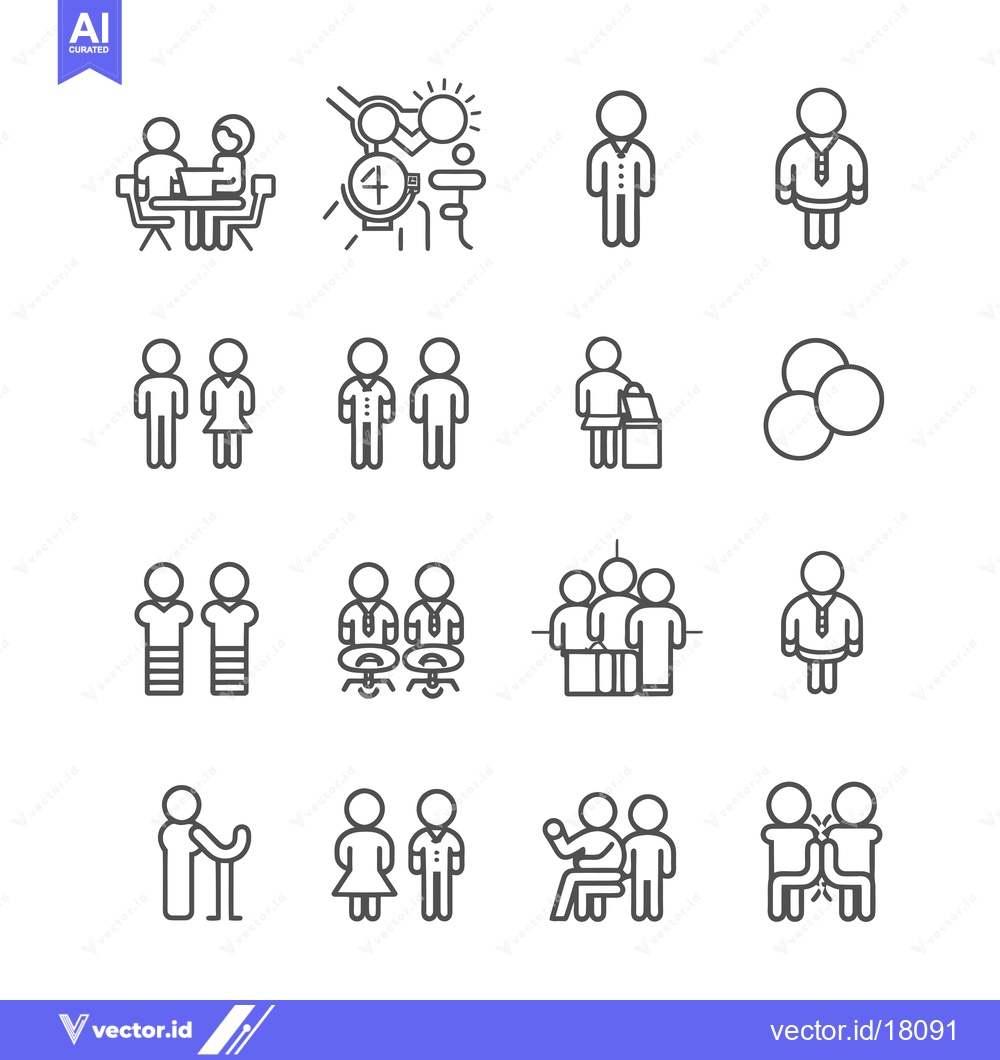 Premium Vector of A Set of 16 Line Drawings Depicting People in Various Social Interacti