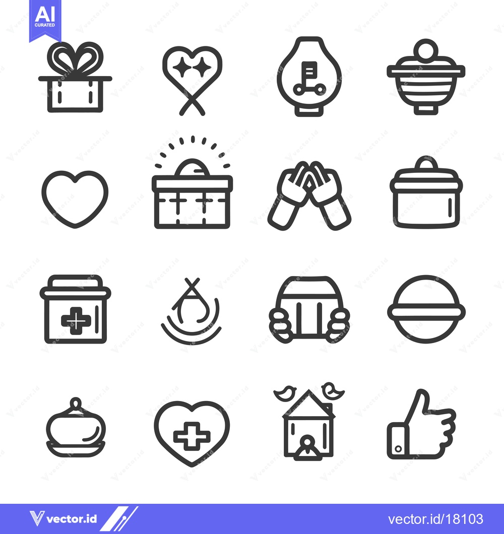 Premium Vector dari A Set of 16 Line Icons Depicting Various Themes