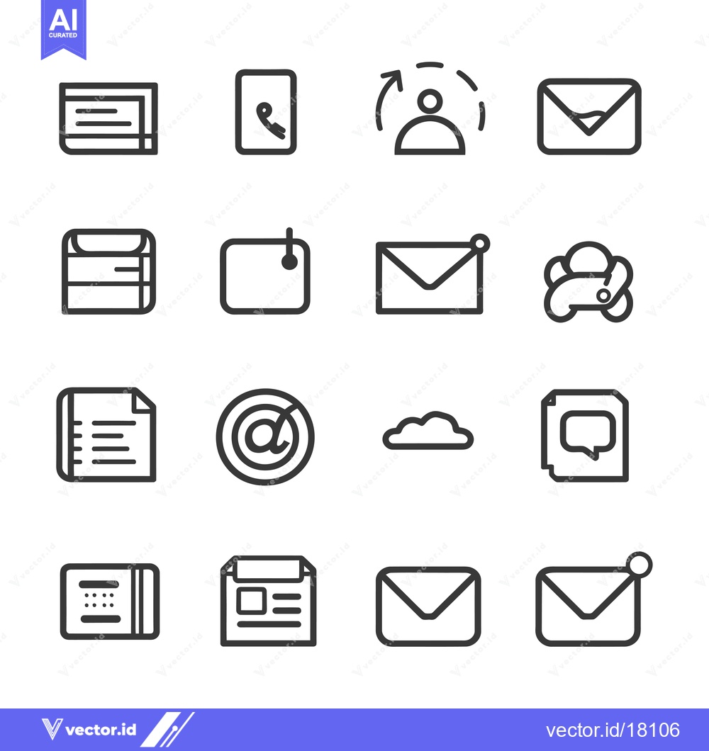 Premium Vector dari A Set of 16 Line Icons Related to Communication and Messaging