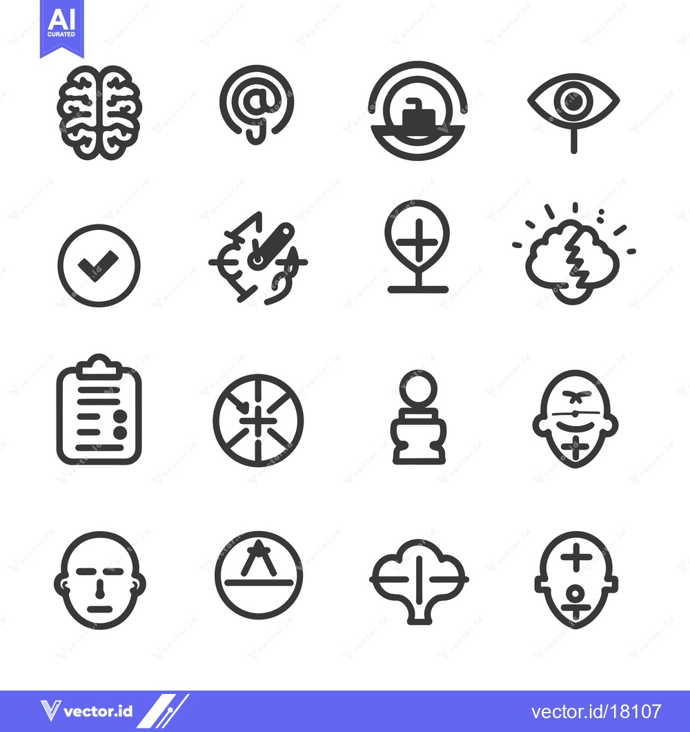 Premium Vector dari A Set of 16 Line Icons Related to Human Thinking and Perception