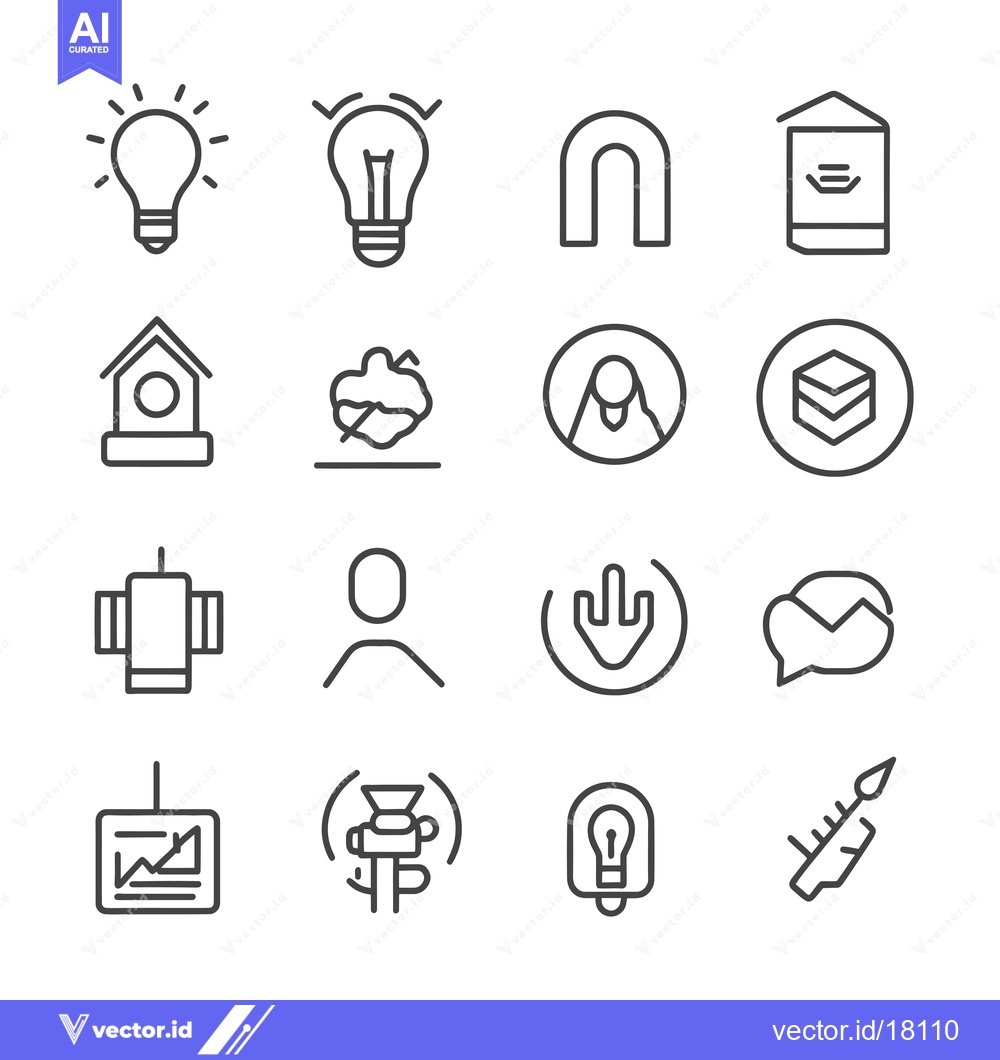 Premium Vector dari A Set of 16 Line Icons Representing Various Concepts