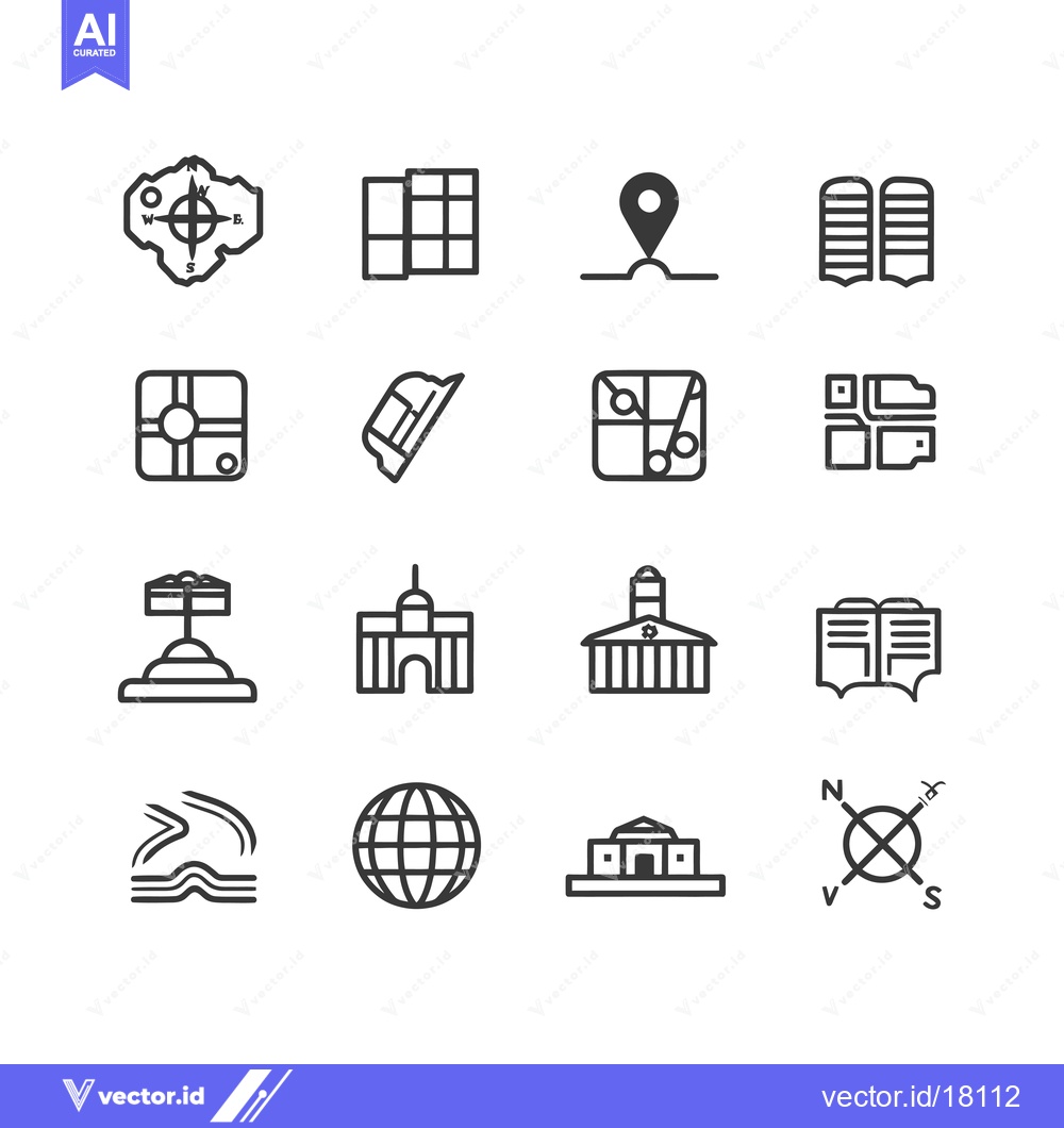 Premium Vector dari A Set of 16 Location and Navigation Icons