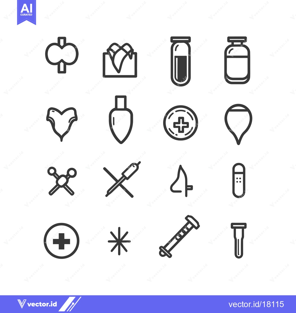 Premium Vector dari A Set of 16 Medical and Healthcare Line Icons
