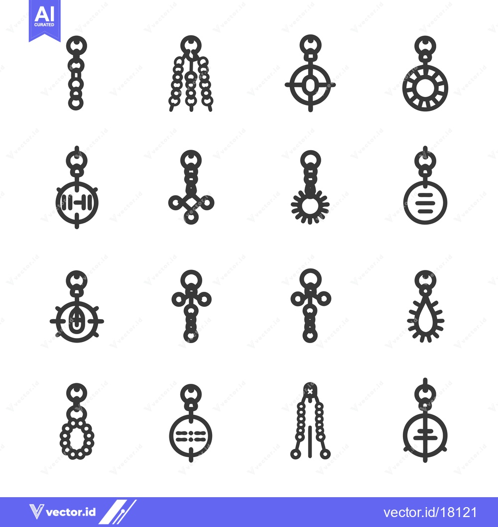 Premium Vector dari A Set of 16 Ornamental Pendant Charms with Chains