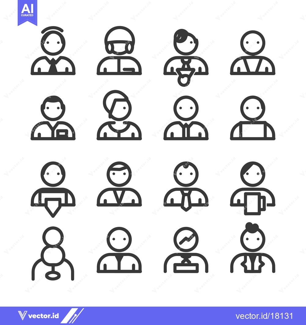 Premium Vector dari A set of 16 simple black and white icons representing diverse people