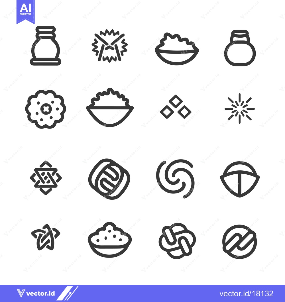 Premium Vector of A Set of 16 Simple Black and White Line Icons