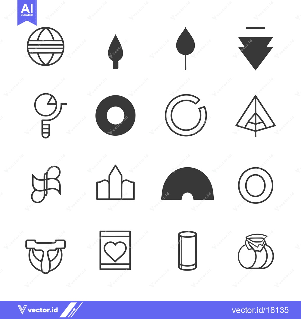 Premium Vector of A Set of 16 Simple Geometric Icons for Branding and Design