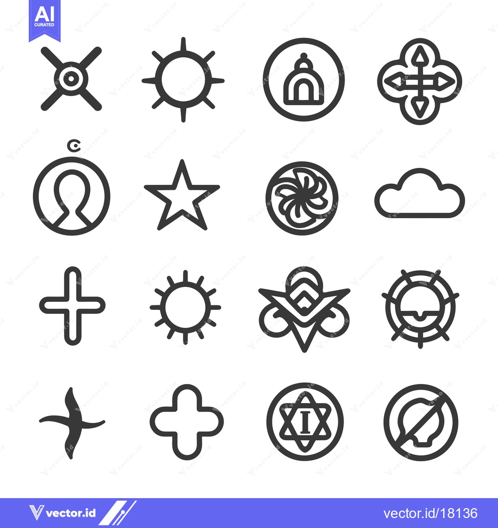 Premium Vector of A Set of 16 Simple Geometric Symbols and Icons
