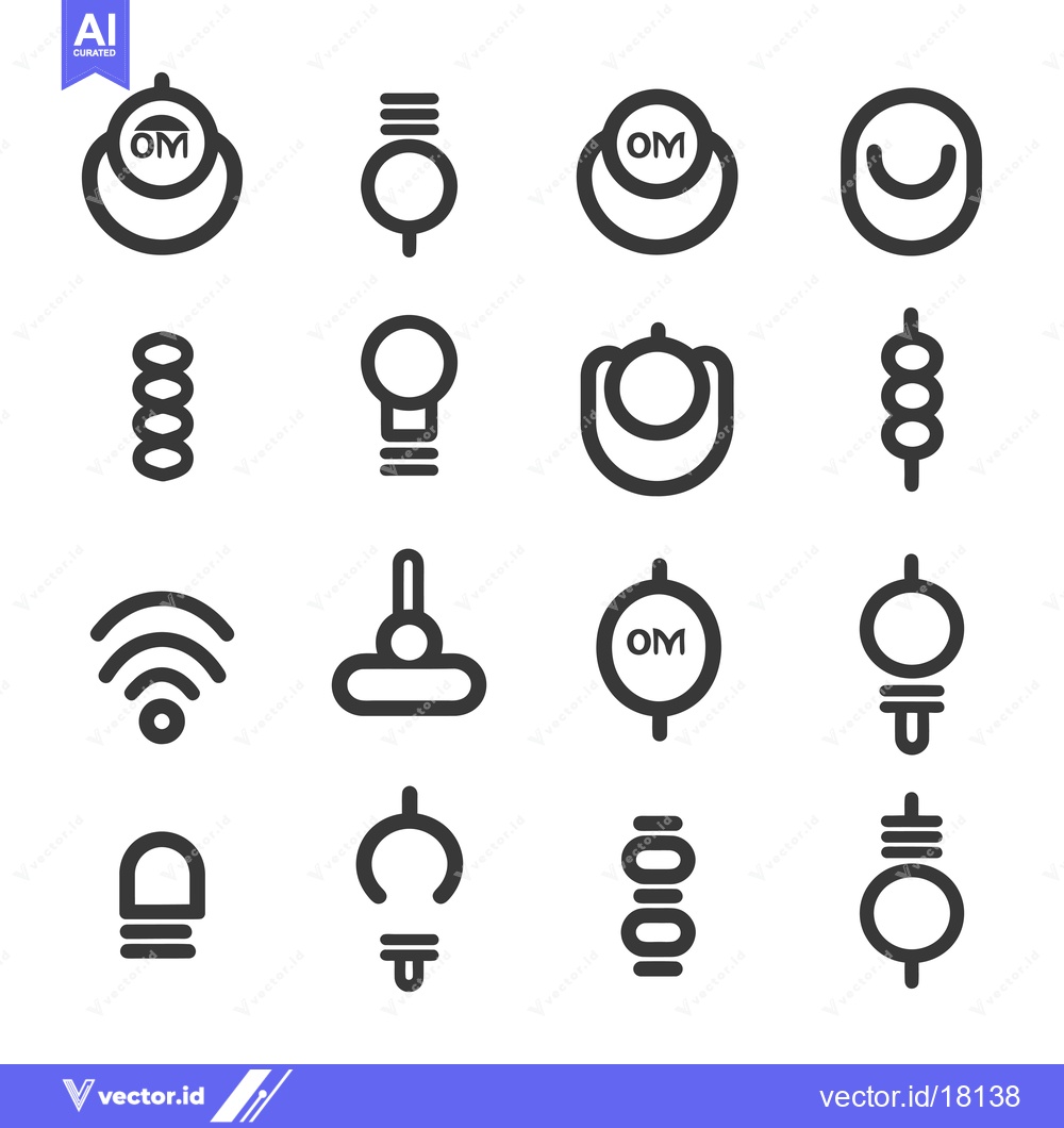 Premium Vector dari A Set of 16 Simple, Linear Icons Featuring Circles and "OM"