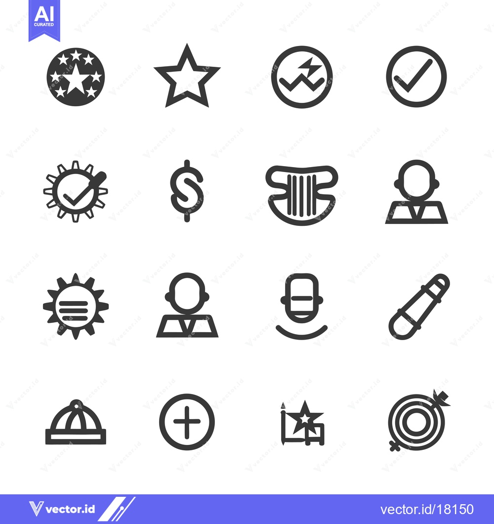 Premium Vector dari A Set of 16 Simple Line Icons Representing Various Concepts and Symbol