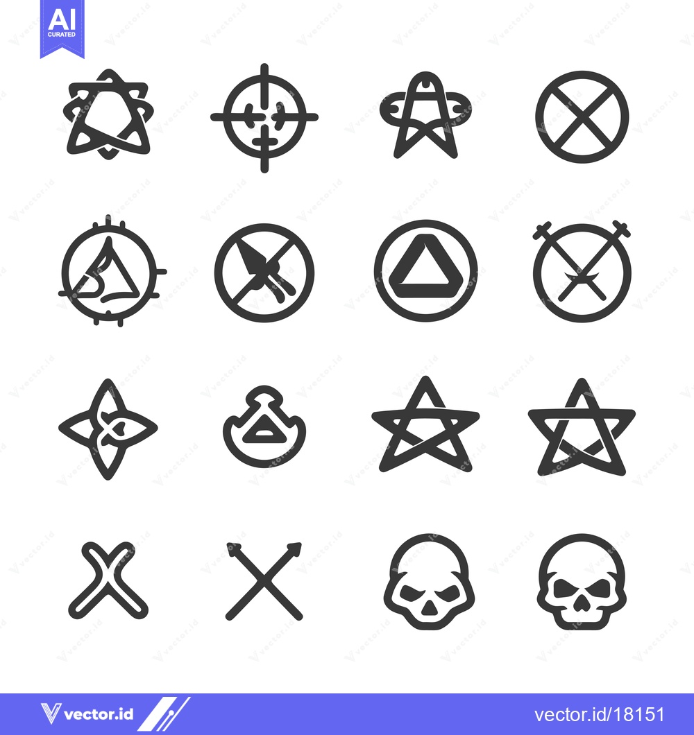 Premium Vector dari A Set of 16 Unique Geometric Shapes and Symbols