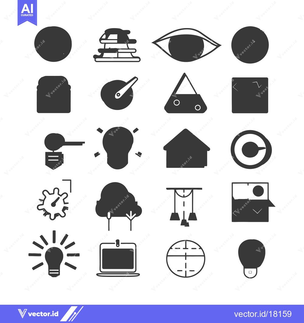 Premium Vector dari A Set of 18 Simple Black and White Icons