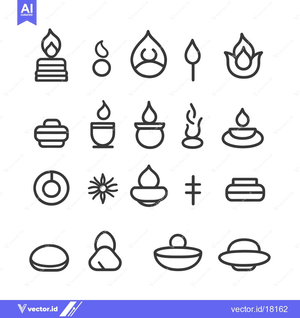 Premium Vector dari A Set of 19 Outline Icons Depicting Various Forms of Flames