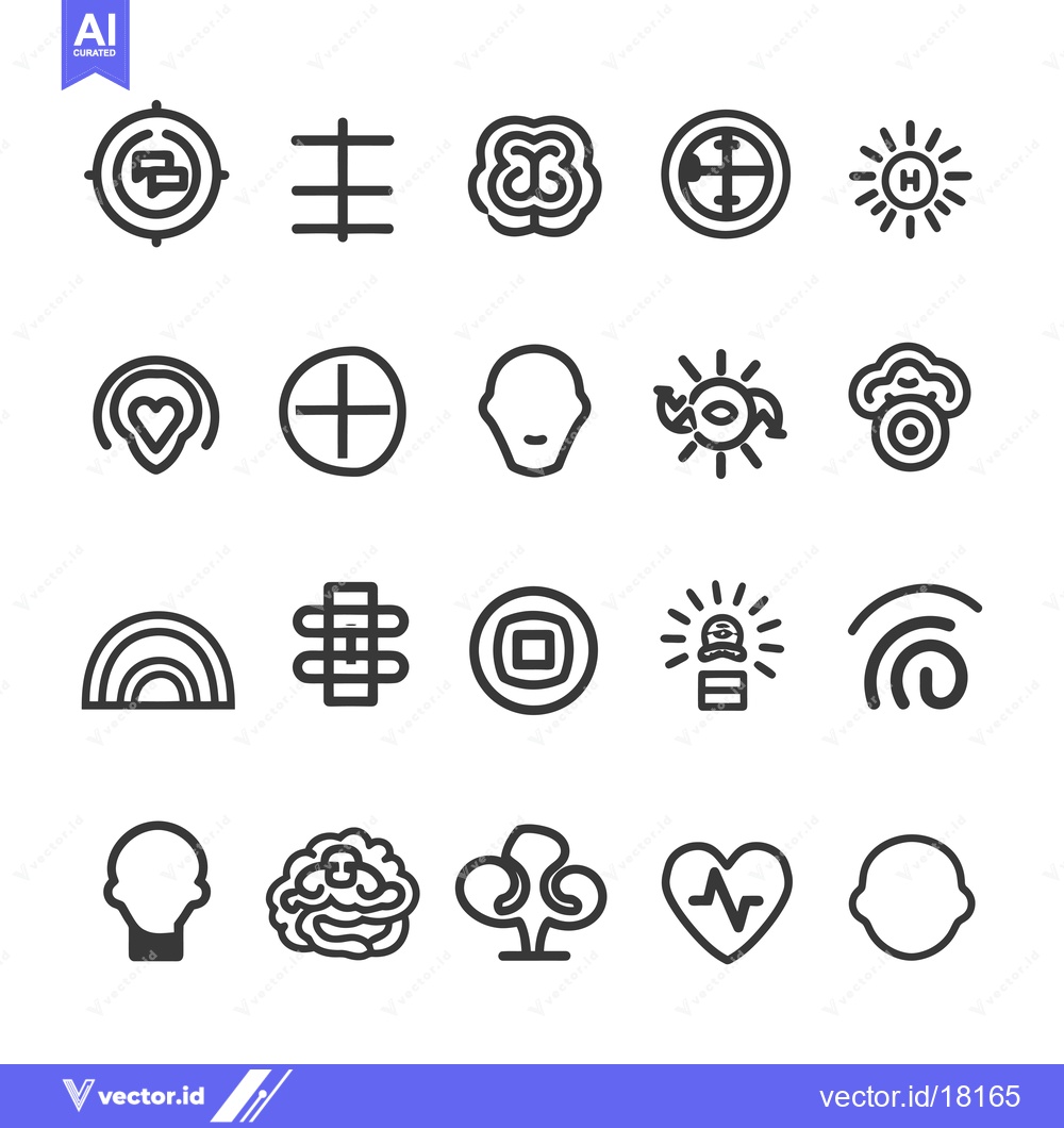 Premium Vector of A Set of 20 Abstract Line Icons with Various Symbols and Shapes