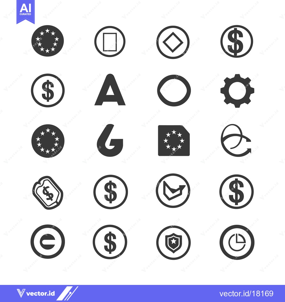 Premium Vector of A Set of 20 Black and White Circular Icons Depicting Various Symbols