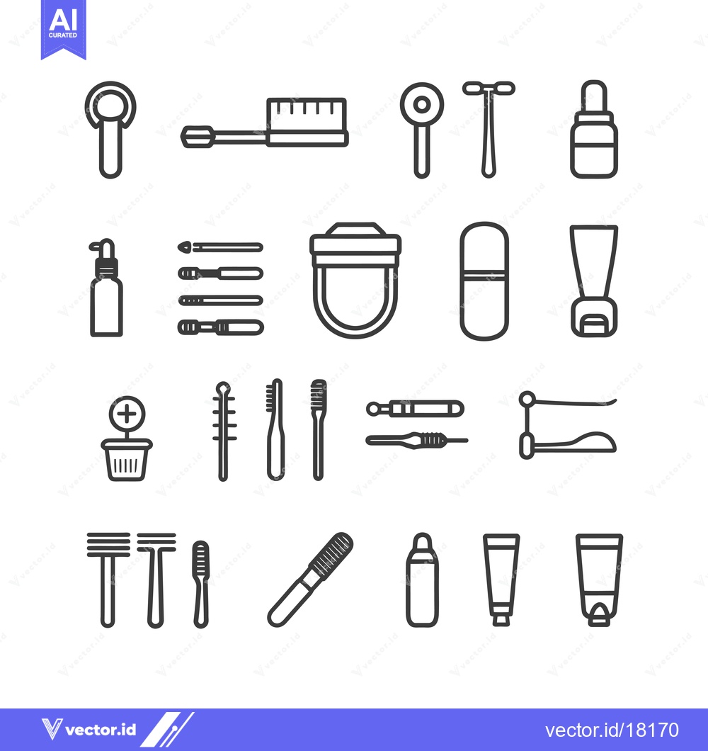 Premium Vector dari A Set of 20 Black and White Dental Care and Oral Hygiene Line Icons