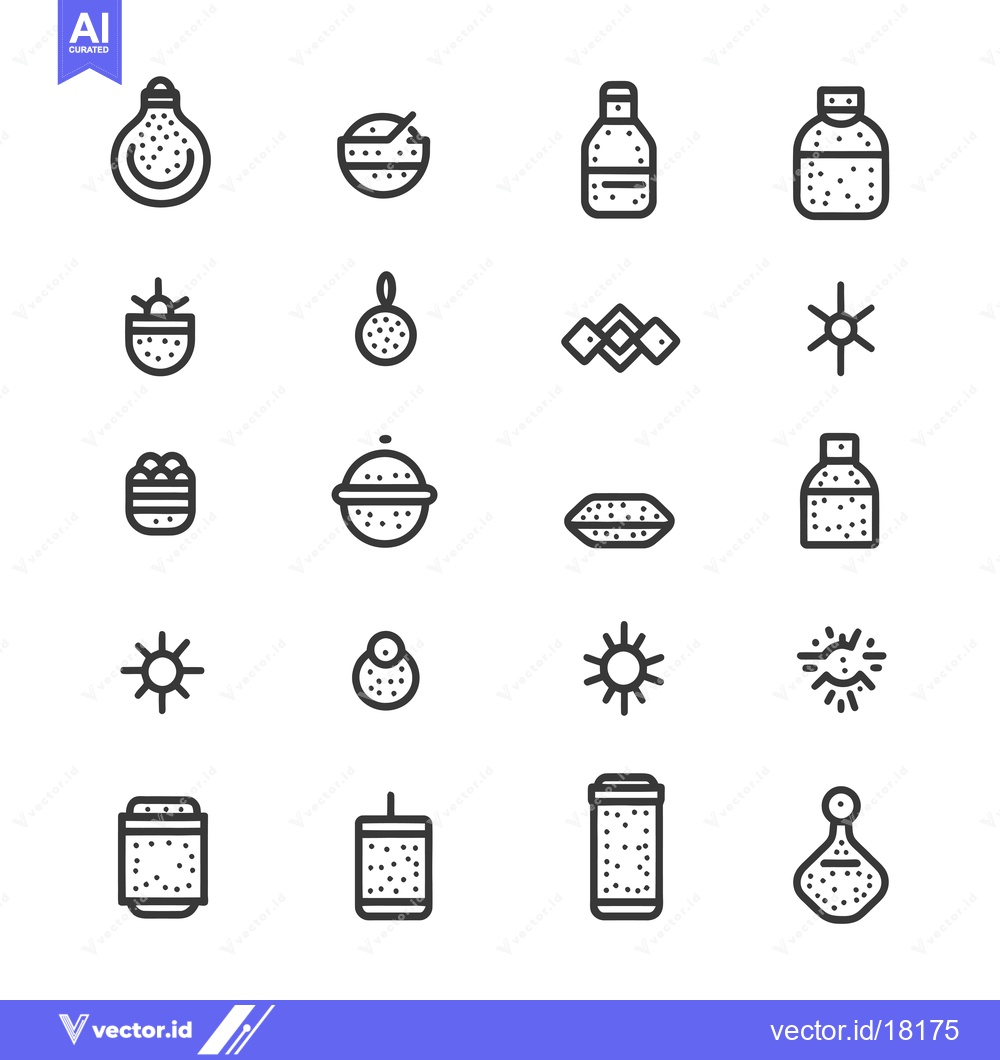 Premium Vector dari A Set of 20 Black and White Line Icons Depicting Various Objects