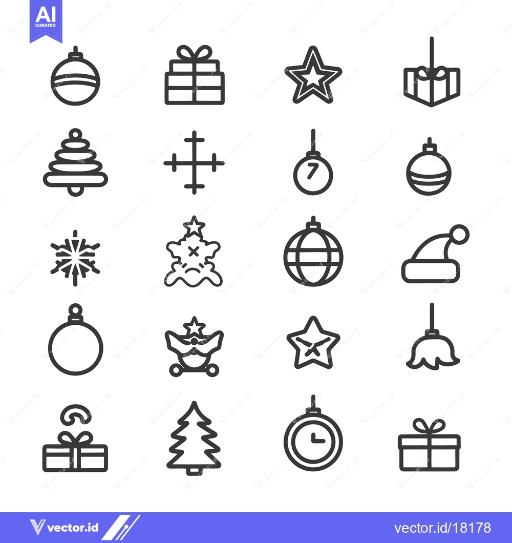 Premium Vector dari A Set of 20 Christmas-Themed Line Icons