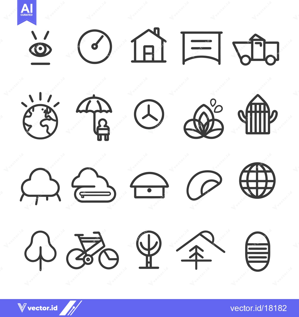 Premium Vector of A Set of 20 Diverse Line Icons