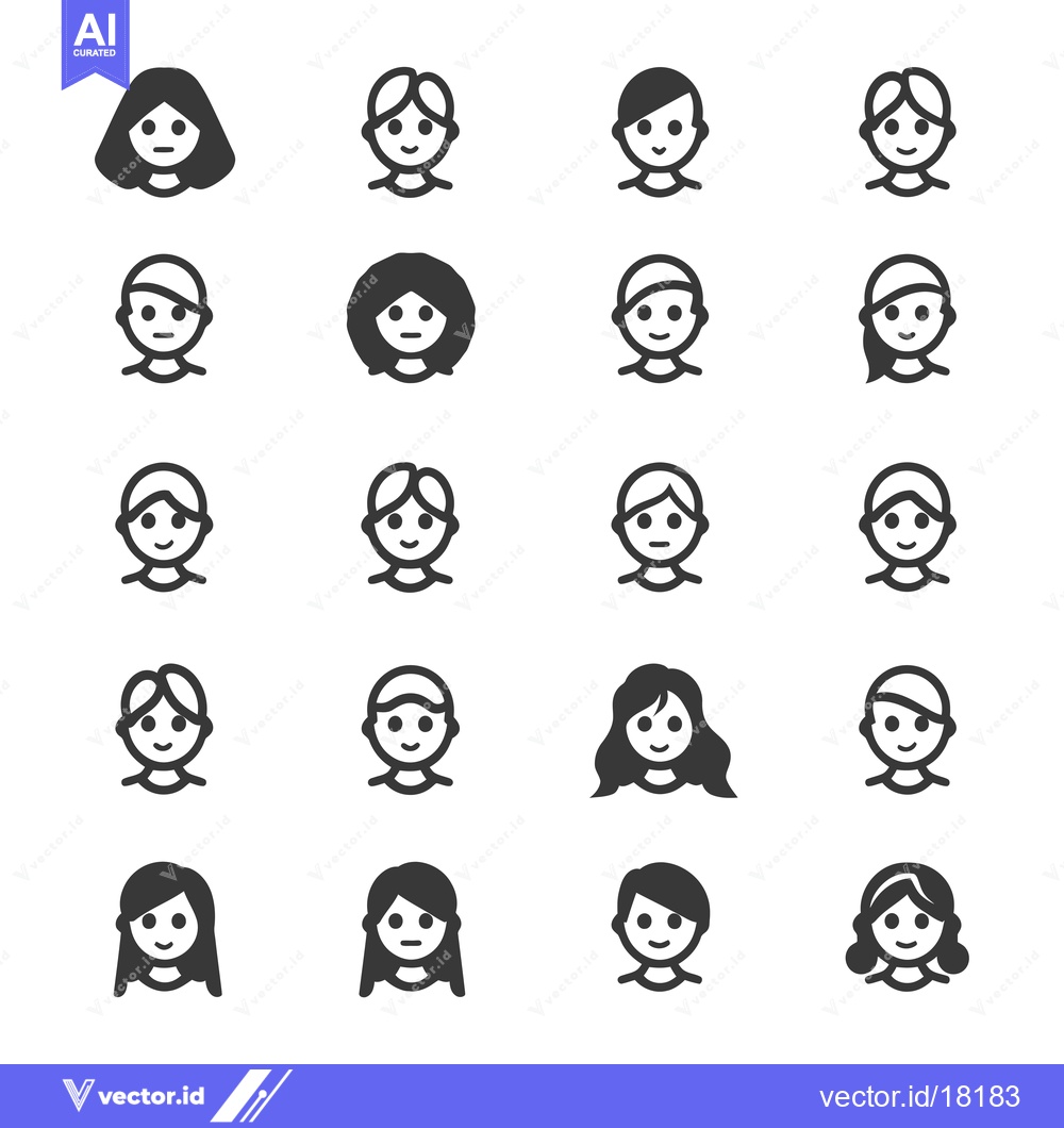 Premium Vector dari A Set of 20 Diverse User Profile Icons
