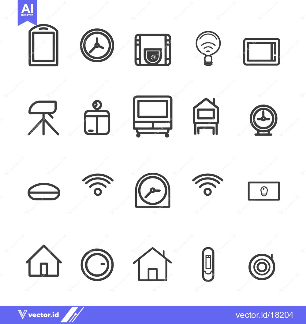 Premium Vector dari A Set of 20 Line Icons Depicting Household Items and Technology