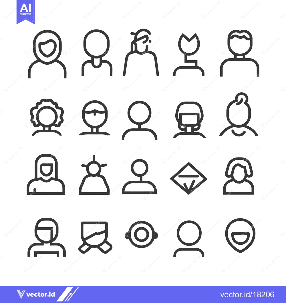 Premium Vector dari A Set of 20 Line Icons Depicting People and User Profiles