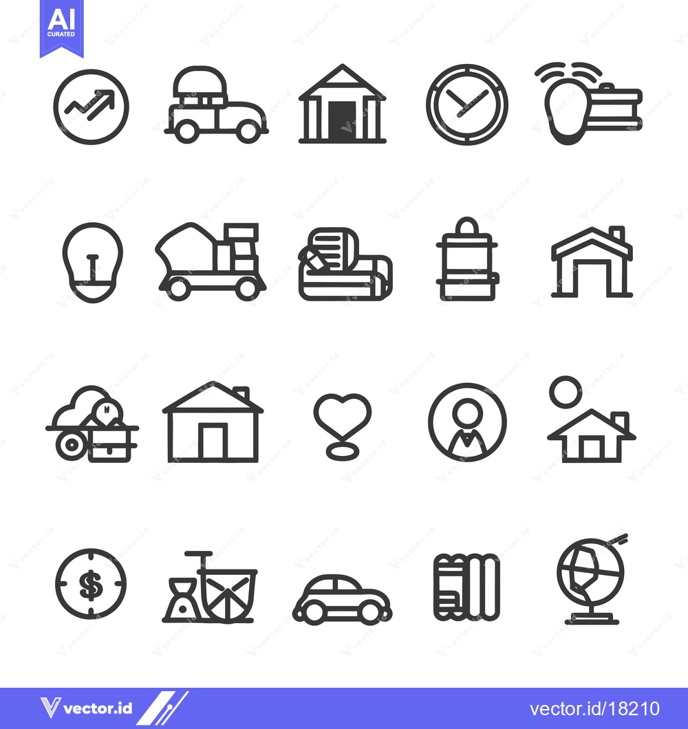Premium Vector dari A Set of 20 Line Icons for Various Business and Personal Uses