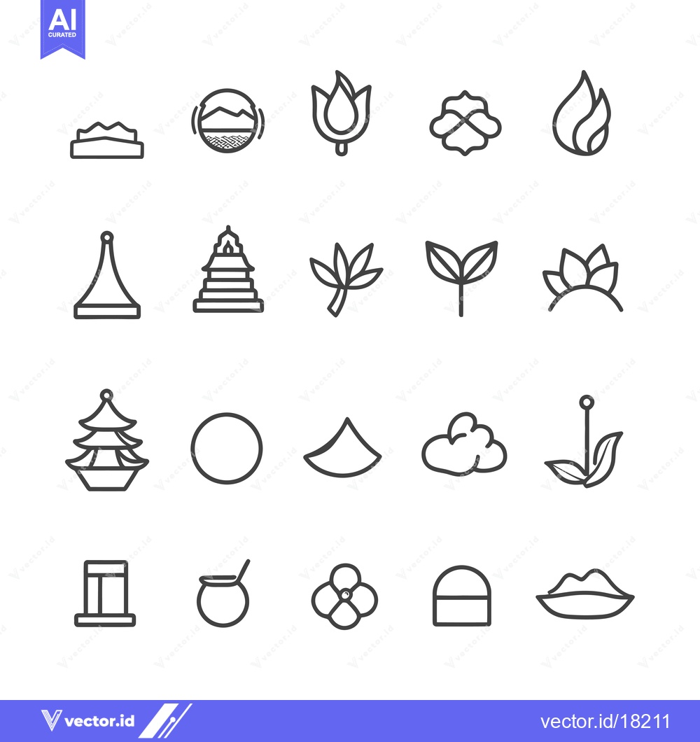 Premium Vector of A Set of 20 Line Icons of Various Objects and Shapes