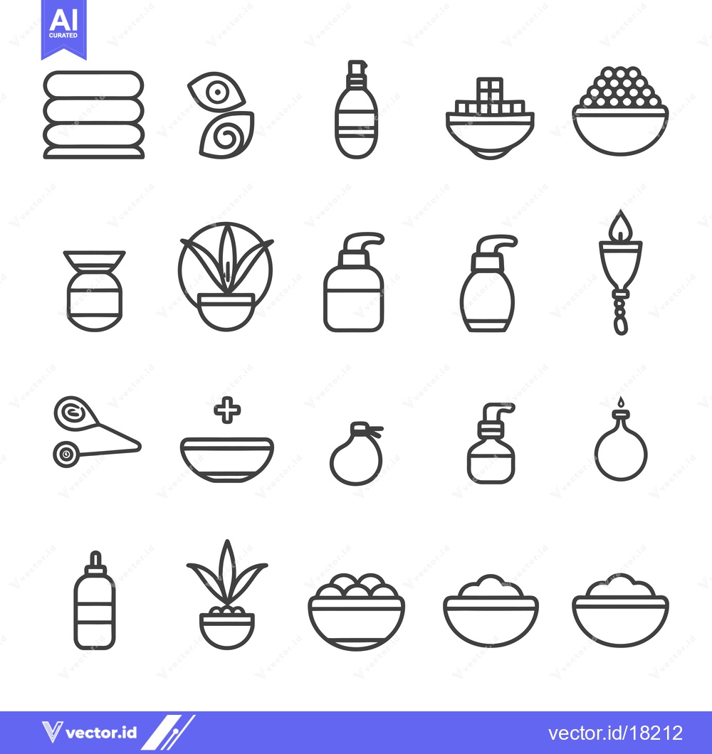 Premium Vector dari A Set of 20 Line Icons Related to Beauty and Cosmetics