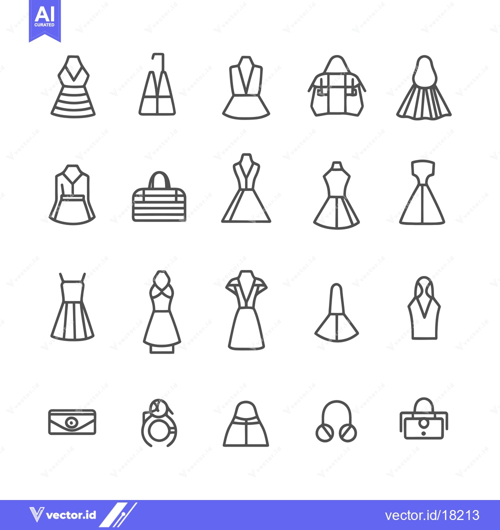 Premium Vector dari A set of 20 line icons related to fashion and accessories